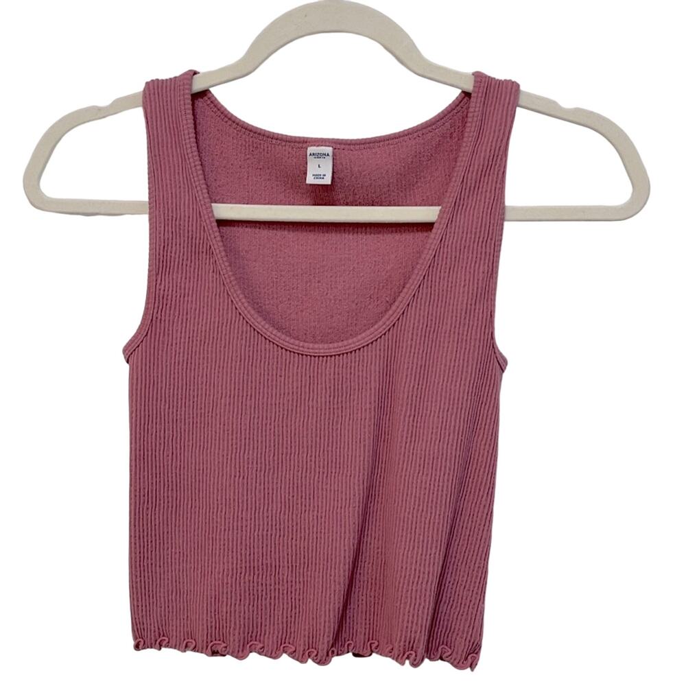 Arizona Rose pink lettuce hem cropped tank juniors size L